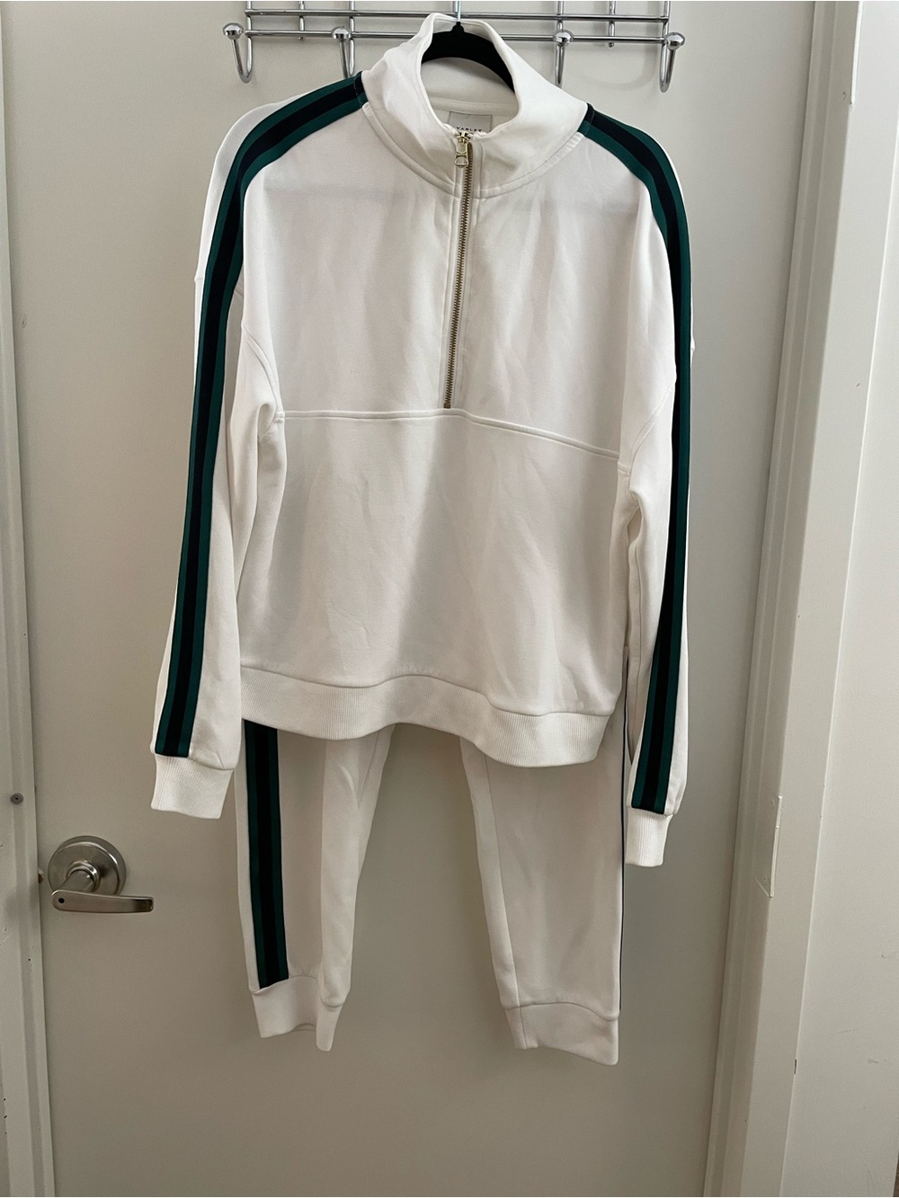 VARLEY Set Track Suit White Pants Side Stripe. Top is Large/Bottom XL EUC - Picture 4 of 14